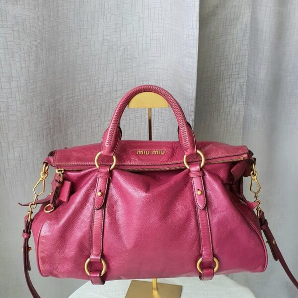 Miu Miu Bow Bag Pink Leather with Gold Hardware #GUECY-3