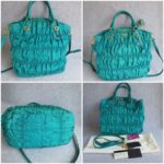 Prada Gaufre BN1611 Turquoise Nylon with Leather and Gold Hardware Bag #GUECY-1 - Image 2