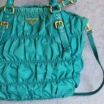 Prada Gaufre BN1611 Turquoise Nylon with Leather and Gold Hardware Bag #GUECY-1 - Image 4