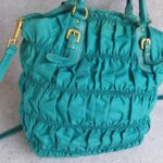 Prada Gaufre BN1611 Turquoise Nylon with Leather and Gold Hardware Bag #GUECY-1 - Image 5