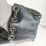 Chanel Accordion Flap Bag Dark Grey with Lambskin and Ruthenium Hardware #OOUO-1 - Image 7