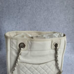 Chanel Deauville Bag Light Cream with Glazed Calf Leather and Silver Hardware #OOEU-1 - Image 6