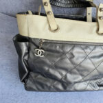 Chanel Paris Biarittz Grey/Beige Coated Canvas with Leather and Silver Hardware #OOLK-1 - Image 4
