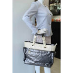 Chanel Paris Biarittz Grey/Beige Coated Canvas with Leather and Silver Hardware #OOLK-1 - Image 37