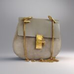 Chloe Drew Motty Grey Calf Leather with Suede Leather and Gold Hardware #GULLE-4