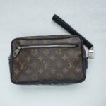 LV Kasai Clutch Monogram Macassar Coated Canvas with Leather and Gold Hardware #OOEK-1