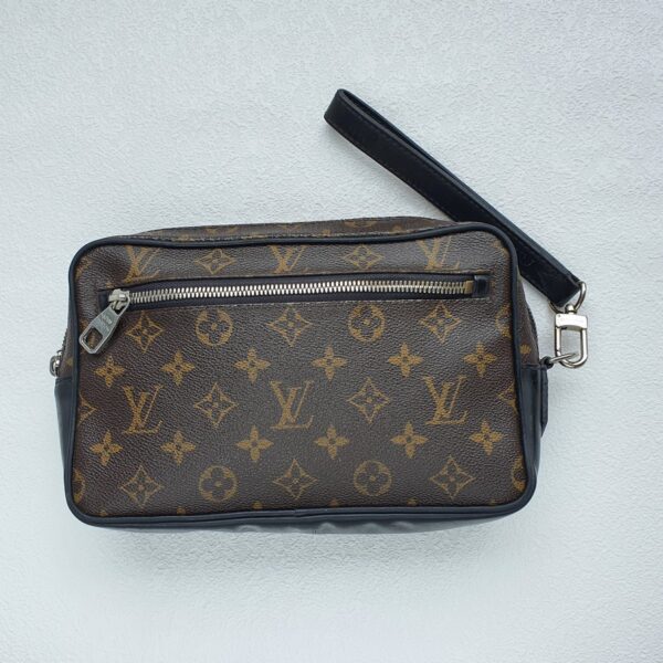 LV Kasai Clutch Monogram Macassar Coated Canvas with Leather and Gold Hardware #OOEK-1