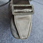 Tod's Evening Bag Silver Grey Satin with Diamante and Silver Hardware #TSTT-8 - Image 11