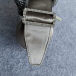 Tod's Evening Bag Silver Grey Satin with Diamante and Silver Hardware #TSTT-8 - Image 16