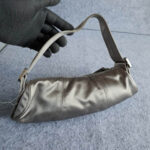 Tod's Evening Bag Silver Grey Satin with Diamante and Silver Hardware #TSTT-8 - Image 3
