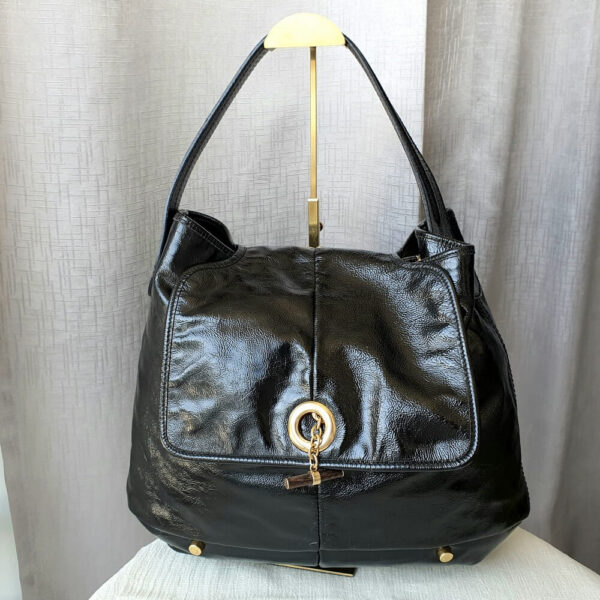 YSL Hobo bag Black Patent Leather with Gold Hardware #OOEO-1