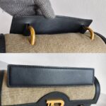 Balmain Crossbody Bag Black/Brown with Leather/Canvas and Gold Hardware #OOUO-6 - Image 22