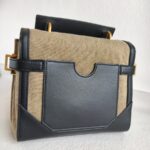 Balmain Crossbody Bag Black/Brown with Leather/Canvas and Gold Hardware #OOUO-6 - Image 7