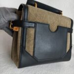 Balmain Crossbody Bag Black/Brown with Leather/Canvas and Gold Hardware #OOUO-6 - Image 8