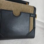 Balmain Crossbody Bag Black/Brown with Leather/Canvas and Gold Hardware #OOUO-6 - Image 9