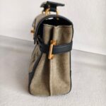 Balmain Crossbody Bag Black/Brown with Leather/Canvas and Gold Hardware #OOUO-6 - Image 11