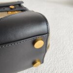 Balmain Crossbody Bag Black/Brown with Leather/Canvas and Gold Hardware #OOUO-6 - Image 18