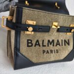 Balmain Crossbody Bag Black/Brown with Leather/Canvas and Gold Hardware #OOUO-6 - Image 5