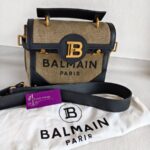 Balmain Crossbody Bag Black/Brown with Leather/Canvas and Gold Hardware #OOUO-6 - Image 2