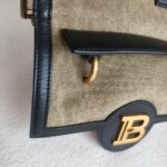 Balmain Crossbody Bag Black/Brown with Leather/Canvas and Gold Hardware #OOUO-6 - Image 12