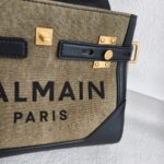 Balmain Crossbody Bag Black/Brown with Leather/Canvas and Gold Hardware #OOUO-6 - Image 6