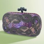 Bottega Veneta Knot Clutch Purple/Bronze with Snake Skin/Suede Leather Lining and Black Hardware #OOTL-1