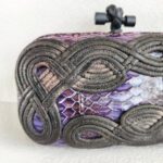 Bottega Veneta Knot Clutch Purple/Bronze with Snake Skin/Suede Leather Lining and Black Hardware #OOTL-1 - Image 5