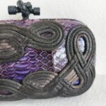 Bottega Veneta Knot Clutch Purple/Bronze with Snake Skin/Suede Leather Lining and Black Hardware #OOTL-1 - Image 4