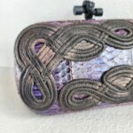 Bottega Veneta Knot Clutch Purple/Bronze with Snake Skin/Suede Leather Lining and Black Hardware #OOTL-1 - Image 3