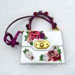 D&G Welcome Bag White/Red/Purple with Leather/Embroidery/Sequin and Gold Hardware #OOUO-5