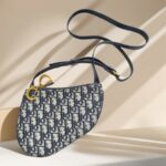 Dior Saddle Crossbody Bag Blue with Canvas/Leather and Gold Hardware #OOCY-3