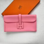 Hermes Jige Clutch Pink Rose with Epsom Leather #OOCR-3