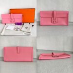 Hermes Jige Clutch Pink Rose with Epsom Leather #OOCR-3 - Image 2
