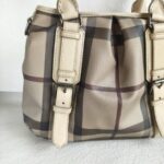 Burberry Hobo Bag Light Cream/Grey with Coated Canvas/Calfskin and Silver Hardware #OORO-10 - Image 3