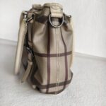 Burberry Hobo Bag Light Cream/Grey with Coated Canvas/Calfskin and Silver Hardware #OORO-10 - Image 8