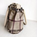Burberry Hobo Bag Light Cream/Grey with Coated Canvas/Calfskin and Silver Hardware #OORO-10 - Image 7