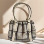 Burberry Hobo Bag Light Cream/Grey with Coated Canvas/Calfskin and Silver Hardware #OORO-10