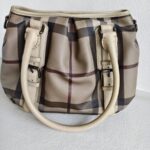 Burberry Hobo Bag Light Cream/Grey with Coated Canvas/Calfskin and Silver Hardware #OORO-10 - Image 18