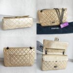 Chanel 2.55 Large Double Flap Light Gold with Aged Calfskin and Ruthenium Hardware #ORUY-4 - Image 2