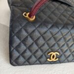 Chanel Coco Handle Medium Black/Maroon with Grained Calfskin/Lizard Skin Handle and Rustic Gold Hardware #OREE-1 - Image 9