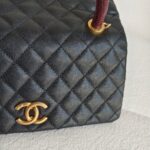 Chanel Coco Handle Medium Black/Maroon with Grained Calfskin/Lizard Skin Handle and Rustic Gold Hardware #OREE-1 - Image 10