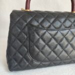 Chanel Coco Handle Medium Black/Maroon with Grained Calfskin/Lizard Skin Handle and Rustic Gold Hardware #OREE-1 - Image 5