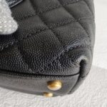 Chanel Coco Handle Medium Black/Maroon with Grained Calfskin/Lizard Skin Handle and Rustic Gold Hardware #OREE-1 - Image 16