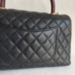 Chanel Coco Handle Medium Black/Maroon with Grained Calfskin/Lizard Skin Handle and Rustic Gold Hardware #OREE-1 - Image 6