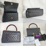 Chanel Coco Handle Medium Black/Maroon with Grained Calfskin/Lizard Skin Handle and Rustic Gold Hardware #OREE-1 - Image 2