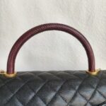 Chanel Coco Handle Medium Black/Maroon with Grained Calfskin/Lizard Skin Handle and Rustic Gold Hardware #OREE-1 - Image 20