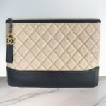 Chanel Clutch Gabrielle O'CASE Black/Beige Aged Calfskin with Rustic Gold Hardware #ORLK-1