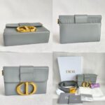 Dior Montaigne Bag Grey with Box Calf Leather and Gold Hardware #OORO-1 - Image 2