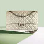 Chanel 2.55 Large Double Flap Light Gold with Aged Calfskin and Ruthenium Hardware #ORKS-12