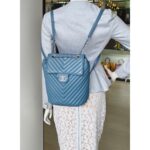 Chanel Backpack Blue with Lambskin and Silver Hardware #ORKS-11 - Image 35